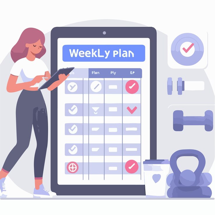 Vector un adolescente está leyendo revisiones de noticias de fitness con un estilo de diseño plano vector simple y minimalista