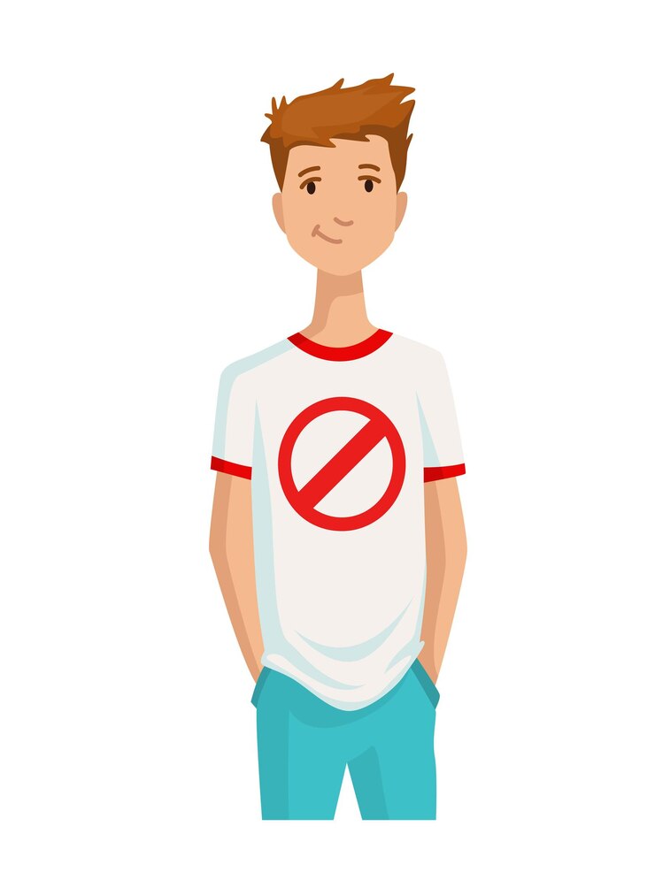 Vector adolescente feliz en ropa casual. carácter aislado sobre fondo blanco. estilo de vida juvenil. el joven de pie y sonriendo.