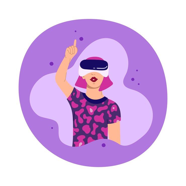 Vector una adolescente con gafas vr el concepto del metaverso tecnologías de los juegos de realidad virtual