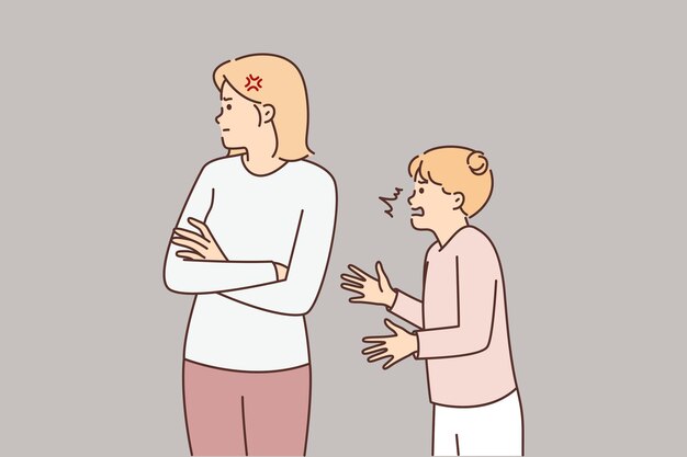 Adolescente le grita a la madre parada con los brazos cruzados y sin entender los problemas de los niños