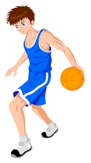 Vector adolescente jugando baloncesto