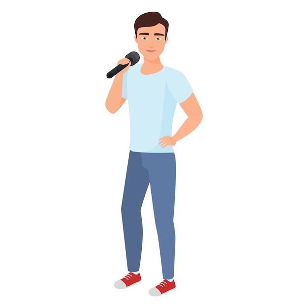 Adolescente masculino cantando el karaoke