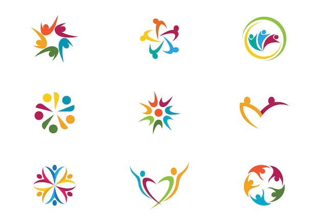Adopción y atención comunitaria Icono de vector de plantilla de logotipo
