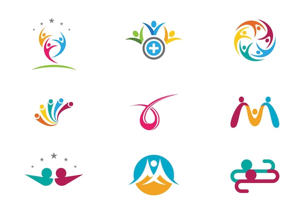Adopción y atención comunitaria Icono de vector de plantilla de logotipo