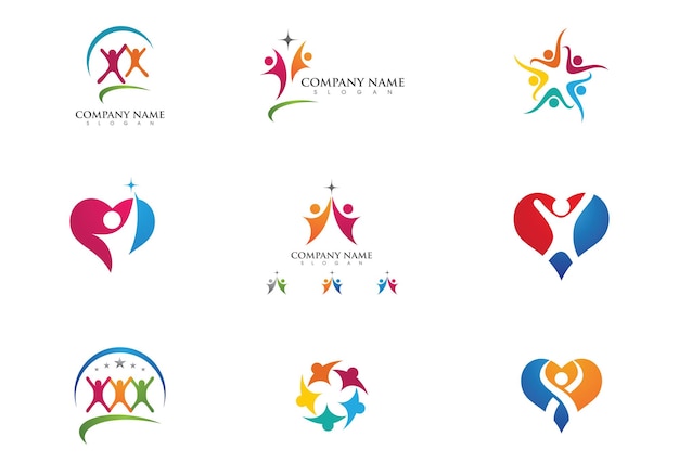 Adopción y atención comunitaria Icono de vector de plantilla de logotipo