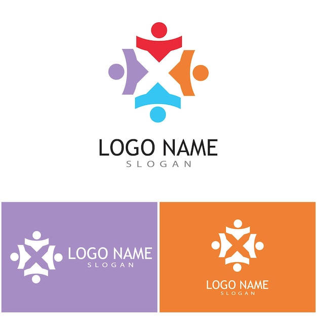 Adopción y atención comunitaria Icono de vector de plantilla de logotipo