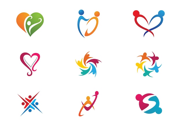 Adopción y cuidado comunitario icono de vector de plantilla de logotipo