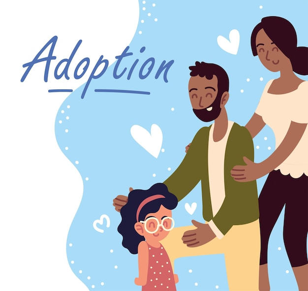 Vector adopción pareja y niña