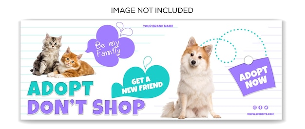Vector adopta un diseño de portada de facebook para mascotas.