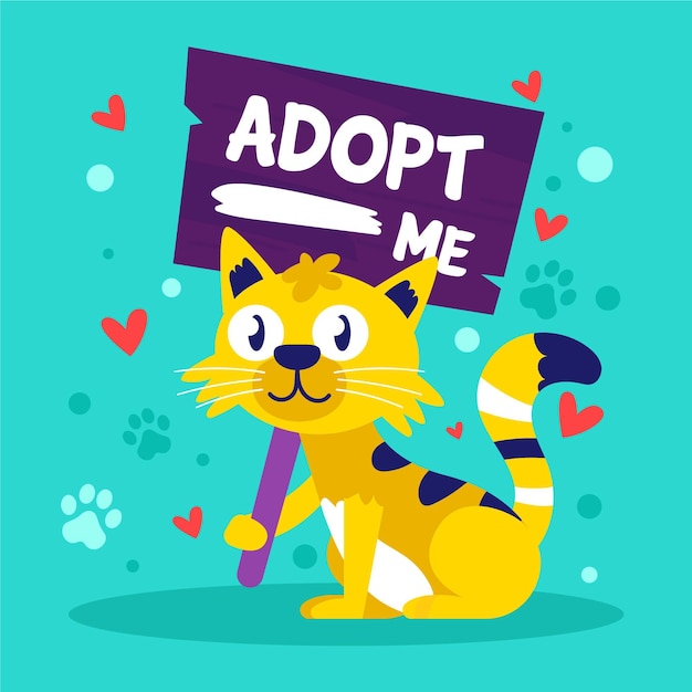 Vector adopta una ilustración de mascota con gato