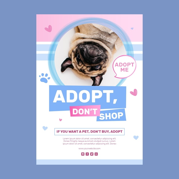 Adopte una mascota, no compre una plantilla de póster