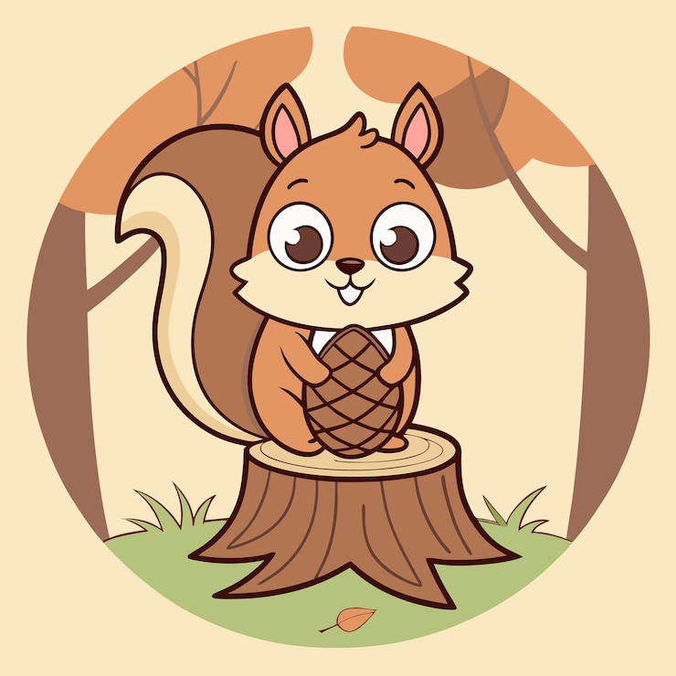 Vector la adorable ardilla de otoño