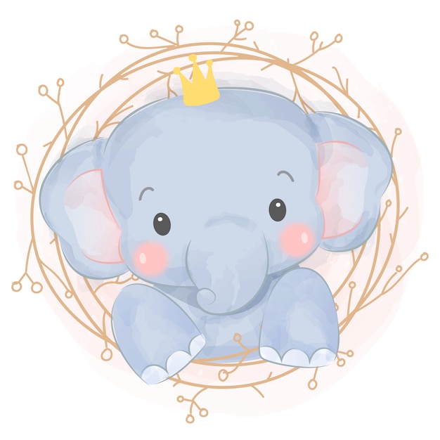 Adorable bebé elefante acuarela