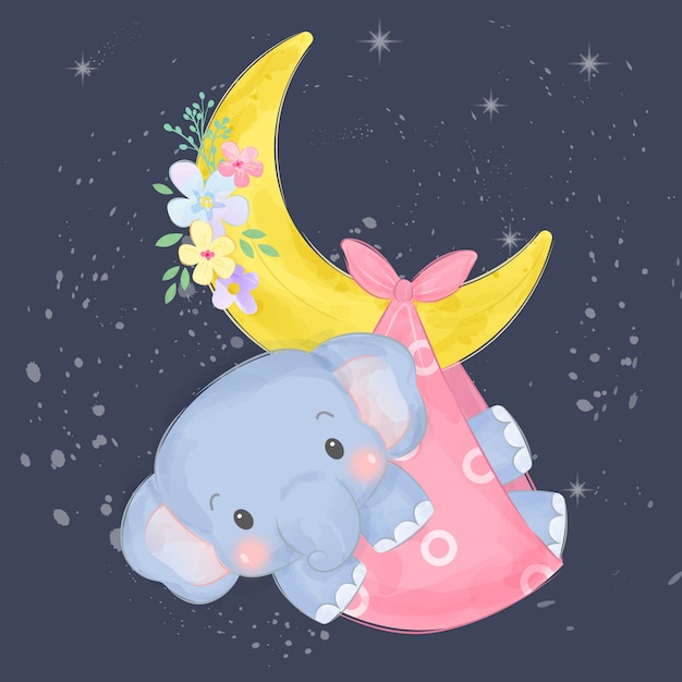 Adorable bebé elefante ilustración