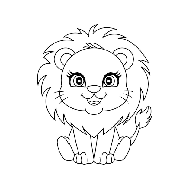 Adorable bebé león página para colorear Amplificador divertido Ilustración de animales de safari para imprimir
