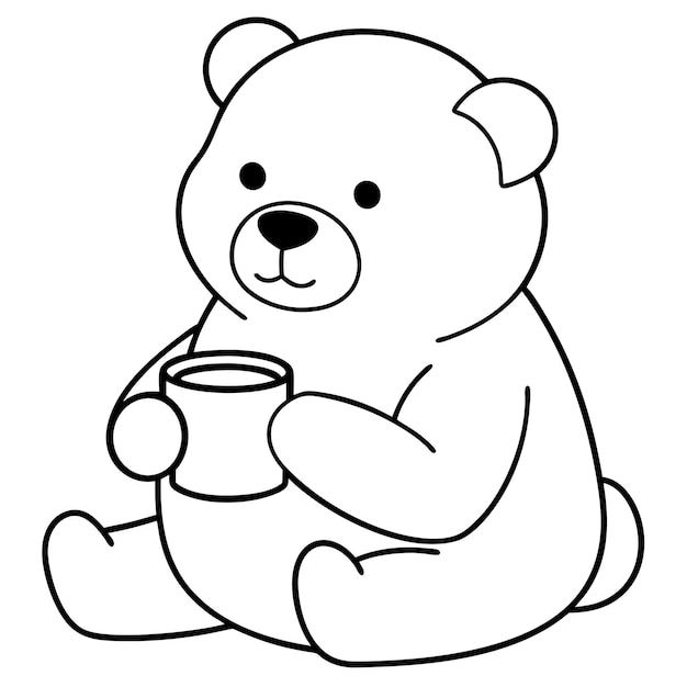 Adorable bebé oso polar bebiendo café Arte vectorial