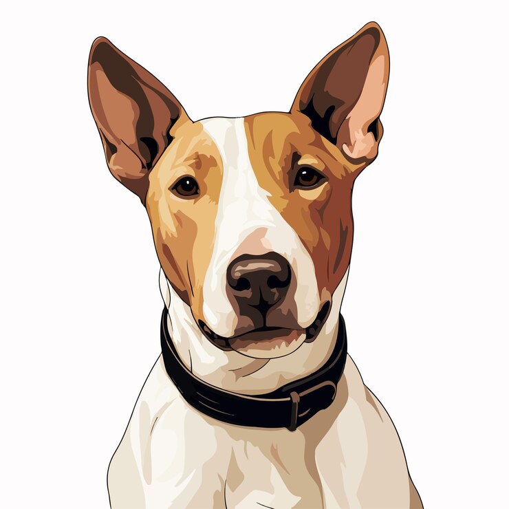 Vector adorable bull terrier canino animal avatar el retrato de un perro muy bonito