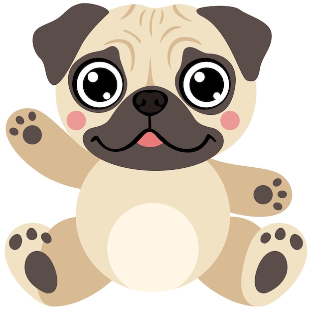 El adorable cachorro de Pug saludando
