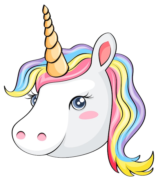 Adorable cara de unicornio con melena arcoíris