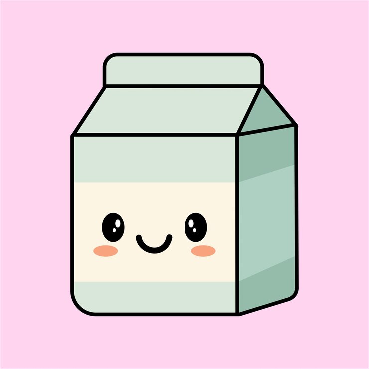 Adorable Cartoon Milk Carton with a Smiling Face