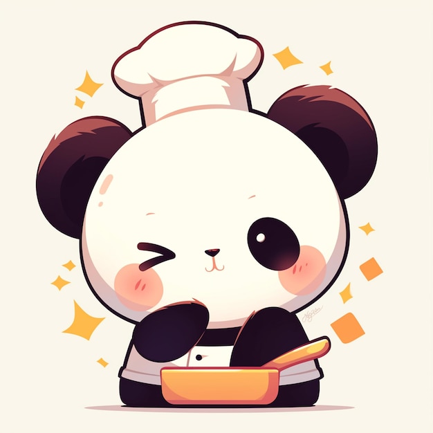 Vector un adorable chef panda al estilo de las caricaturas