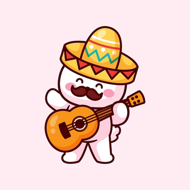 El adorable conejo con una guitarra en el evento Cinco de Mayo
