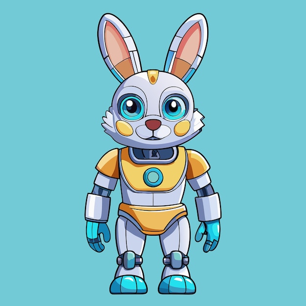Adorable conejo robot ciborg personaje de dibujos animados Ilustración vectorial