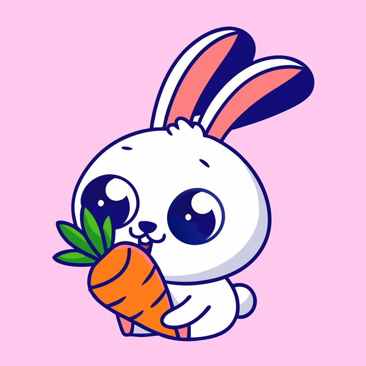 El adorable conejo con una zanahoria