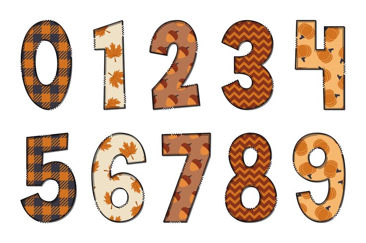 Vector adorable conjunto de números hello fall hechos a mano