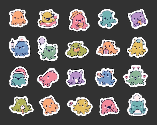 Adorable conjunto de personajes de pulpo dumbo