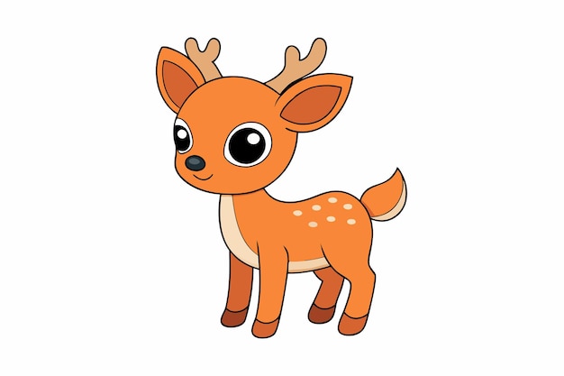 Adorable Deer Ilustración vectorial de dibujos animados Arte de línea Diseño de clipart