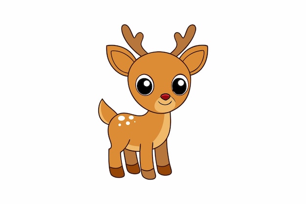 Adorable Deer Ilustración vectorial de dibujos animados Arte de línea Diseño de clipart