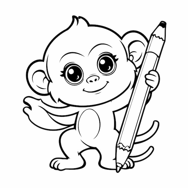 Adorable dibujo de mono para la página de niños