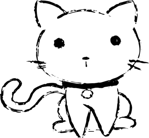 Adorable dibujos animados Gato gato bebé boceto garabateo dibujo a mano ilustración
