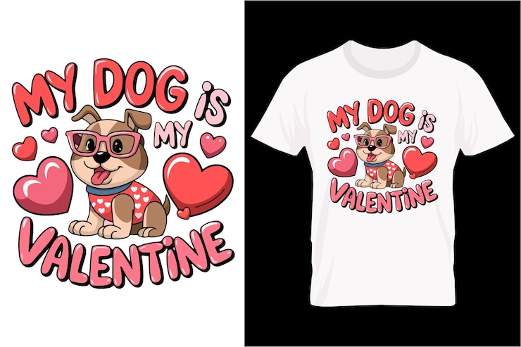 Vector adorable dog valentine tshirt diseño cute pet love gráfico para el día de san valentín ideas de regalos perfectos