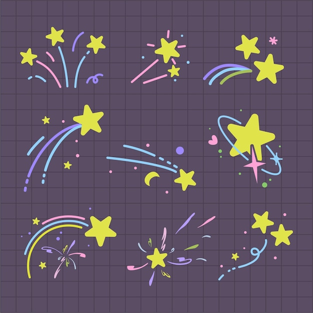 adorable estrella minimalista y estrella fugaz idea de tatuaje y elemento de garabateo
