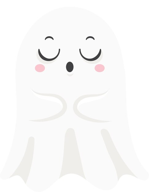 Adorable fantasma de dibujos animados durmiendo pacíficamente con los ojos cerrados y la boca abierta una representación caprichosa del espíritu de Halloween ideal para ilustraciones infantiles y diseños festivos