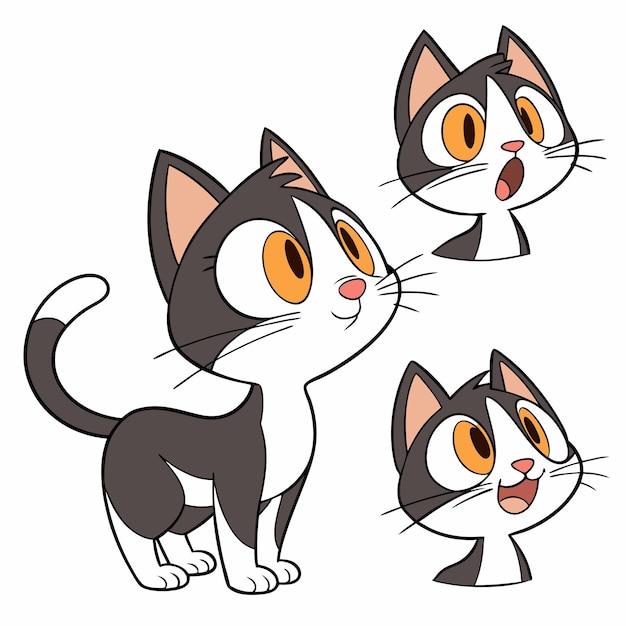El adorable gato de dibujos animados