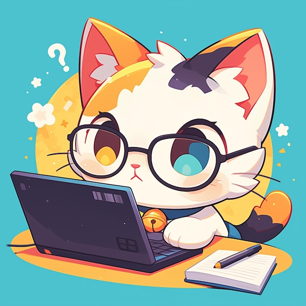 Vector un adorable gato maestro estilo de dibujos animados