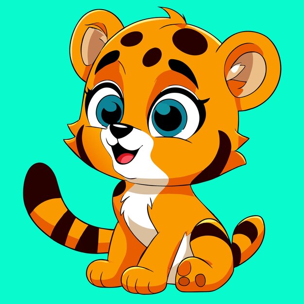 Vector adorable gráfico vectorial de dibujos animados de tigre