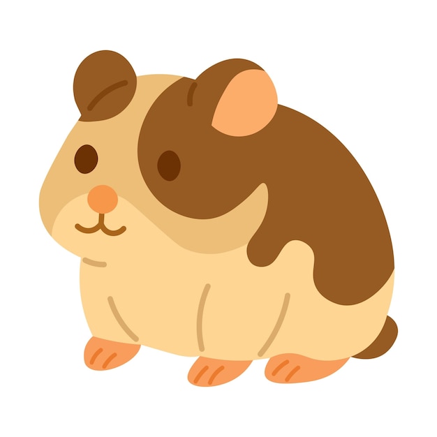Adorable hámster manchado en estilo plano de dibujos animados colores pastel suaves clipart vectorial limpio y aislado