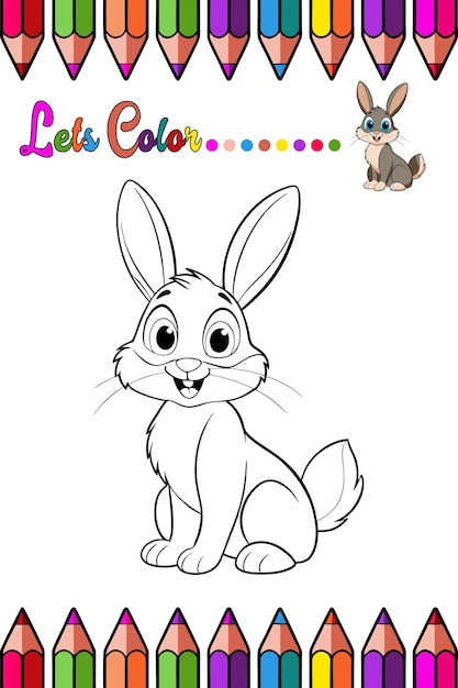 Adorable Hare Página para colorear para niños Divertida e imprimible dibujos animados Contorno de animales para aprendizaje creativo