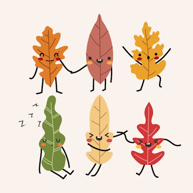 Vector adorable hoja de otoño en pastel aislado