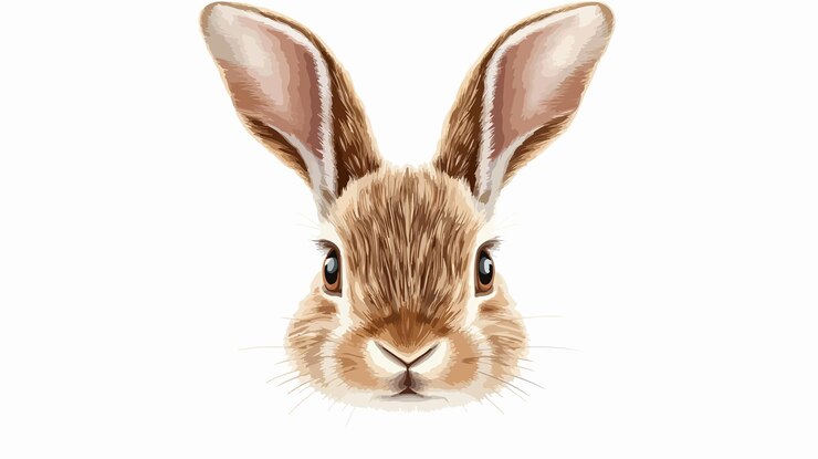 Vector adorable icono de dibujos animados de cabeza de conejo en fondo blanco para proyectos de diseño