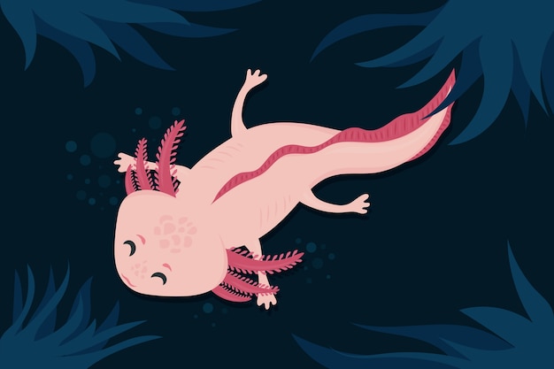 Adorable ilustración de ajolote marino | Vector Premium Adorable ilustración de ajolote marino | Vector Premium