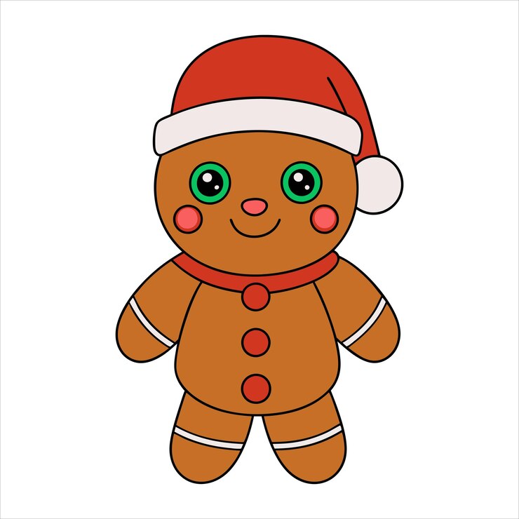 Adorable ilustración de animales de pan de jengibre para Navidad y Año Nuevo