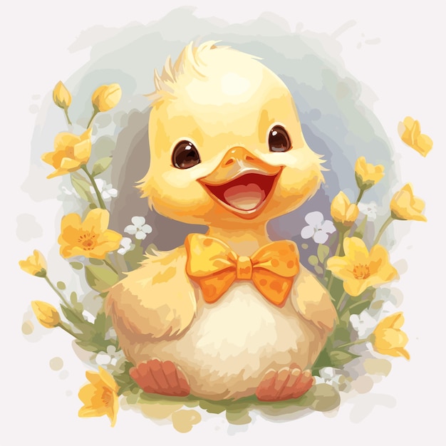 Vector una adorable ilustración de pato pequeño