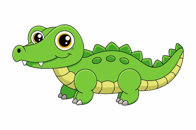 Adorable Ilustración vectorial de cocodrilo Arte de línea de dibujos animados Diseño de clipart