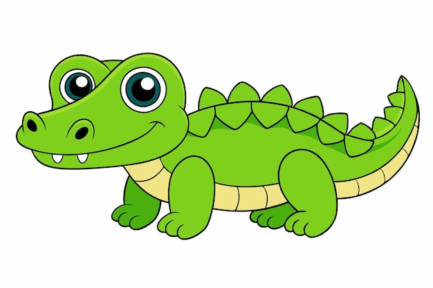 Adorable Ilustración vectorial de cocodrilo Arte de línea de dibujos animados Diseño de clipart