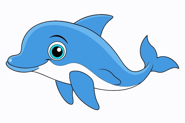 Adorable Ilustración vectorial de delfín Arte de línea de dibujos animados Diseño de clipart